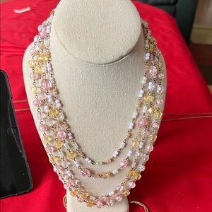 Elegant Multi-Strand Beaded Necklace 20”